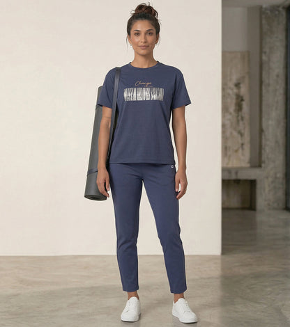 Enamor Active Graphic Tee – breathable, sweat-wicking all-day comfort - A321 (Navy/Change Graphic)