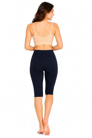 Women’s Cotton Knee Length Cycling Shorts | Stretchable Breathable Biker Gym Yoga Workout Shorts | Mid Waist Athletic Fit
