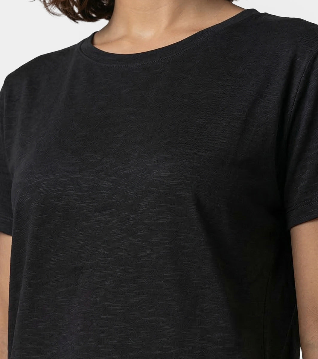 Enamor Oversized Drop Shoulder T-Shirt, 100% Cotton Slub, Oversized Fit - E312 (Jet Black)