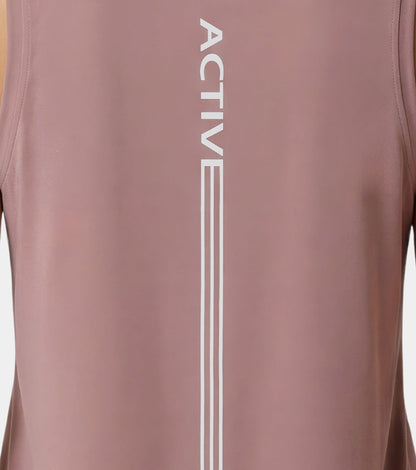 Enamor Active Tank, Slim Fit, Sleeveless Round Neck - A318 (Twilight Mauve)