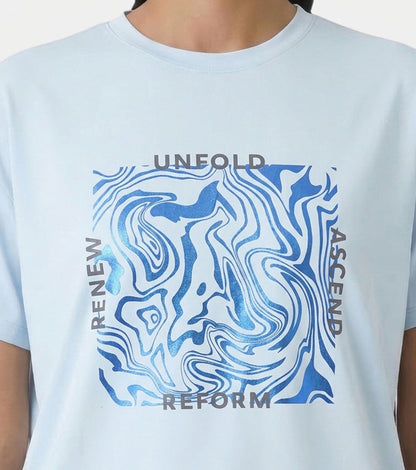 Enamor Active Graphic Tee – breathable, sweat-wicking all-day comfort - A321 (Winter Sky/Unfold Graphic)