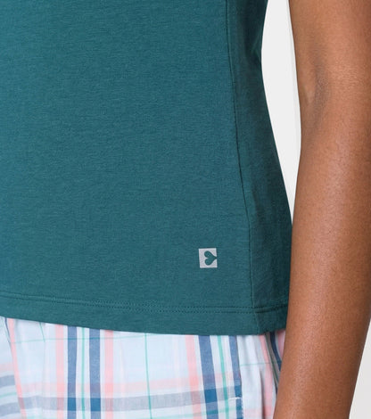 Enamor Boat Neck Body Hugging T‑Shirt, Slim Fit - E313 (Mediterranea)