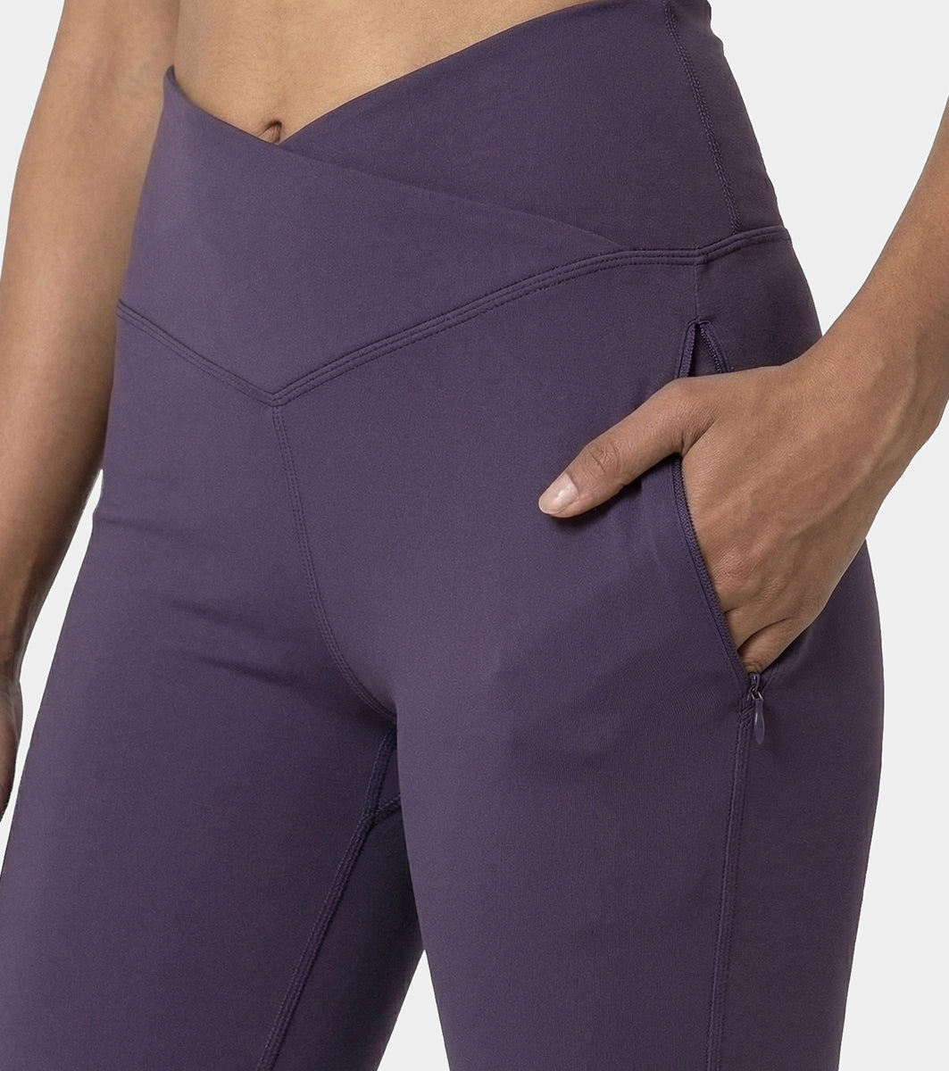 Enamor High Rise Full Length Pull on Boot Cut Active Pant For Women - Relaxed Fit, Quick Dry, Antimicrobial - A402 (Purple Velvet)