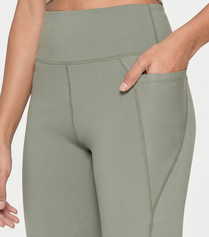 Enamor High Rise Full Length Pull on Boot Cut Active Pant For Women - Relaxed Fit, Quick Dry, Antimicrobial - A402 (Deep Lichen Green)