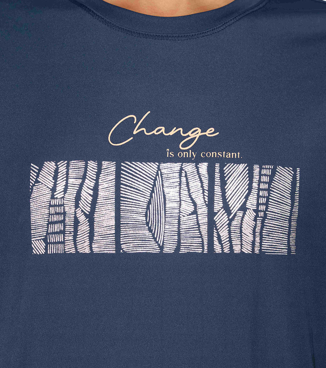Enamor Active Graphic Tee – breathable, sweat-wicking all-day comfort - A321 (Navy/Change Graphic)