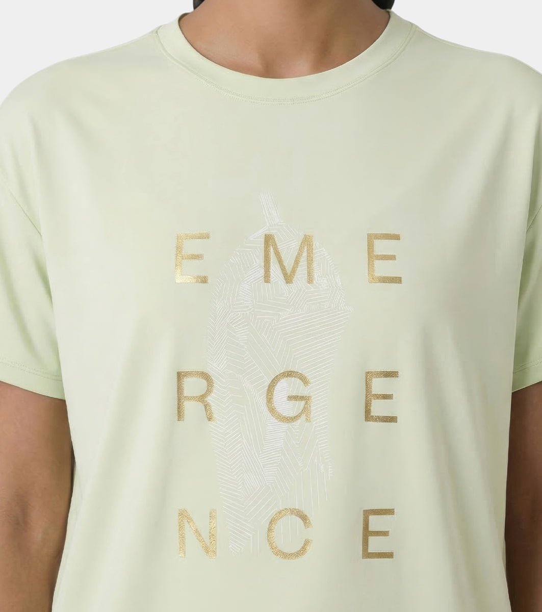 Enamor Active Graphic Tee – breathable, sweat-wicking all-day comfort - A321 (Fog Green/Emergence Graphic)
