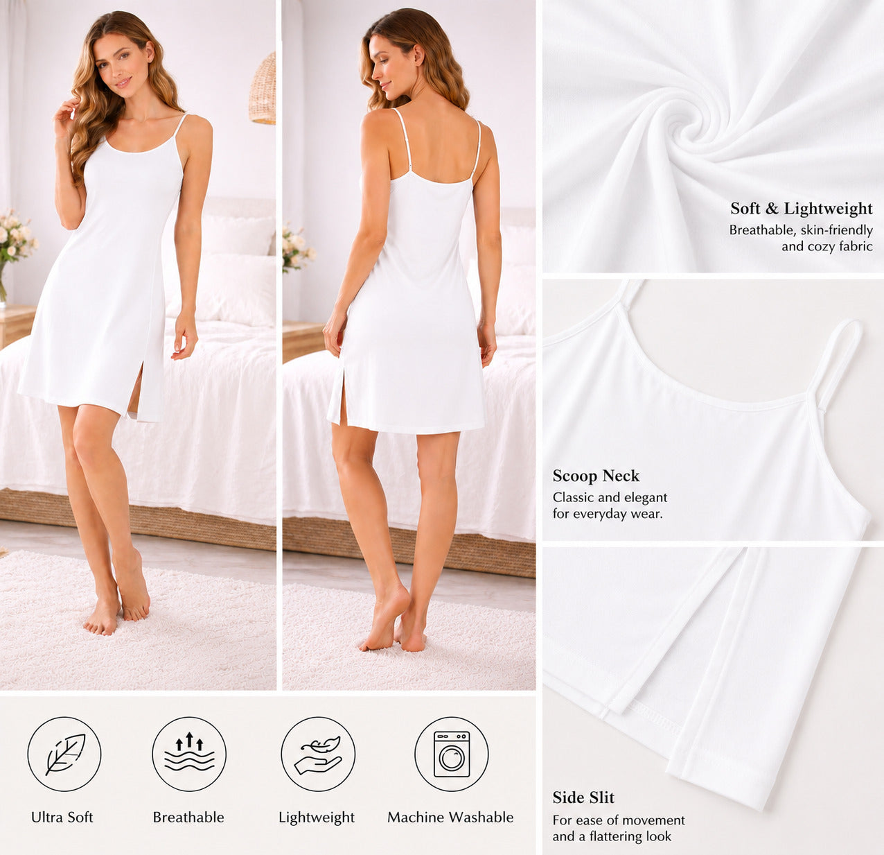 Sweety Women’s Long Length Thin Strap Camisole | Soft Breathable Sleeveless Innerwear | Long Cami Top for Daily Wear & Layering
