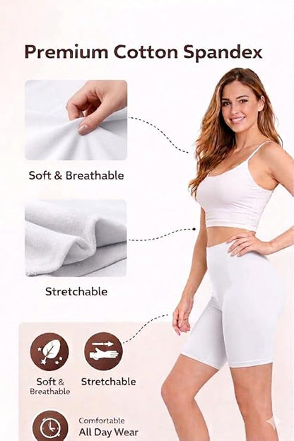 Mybody Breathable Cotton Mid-Waist Biker Shorts for Women | All-Day Comfort Gym & Yoga Wear