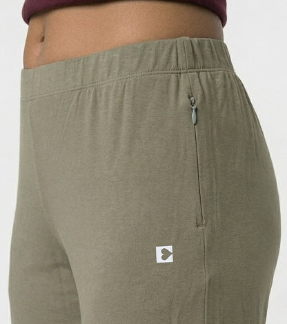 Enamor Mid Rise Crop length Slip on Shop In Culotte For Women - Relaxed Fit, Super Soft - E064 (Deep Lichen Green)