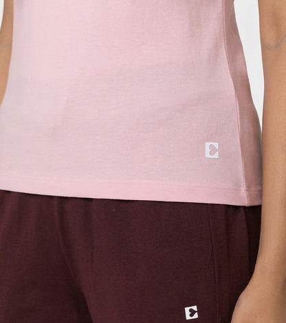 Enamor Boat Neck Body Hugging T‑Shirt, Slim Fit - E313 (Pink Nectar)