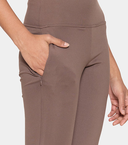 Enamor Fav Flare Pants – Butter-soft dry-fit, high-rise support & sleek flared style -A407 (Chocolate Brown)