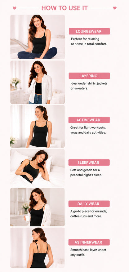 Breeze Women’s Cotton Adjustable Strap Camisole | Soft Breathable Sleeveless Innerwear | Short Length Cami Top for Daily Wear & Layering
