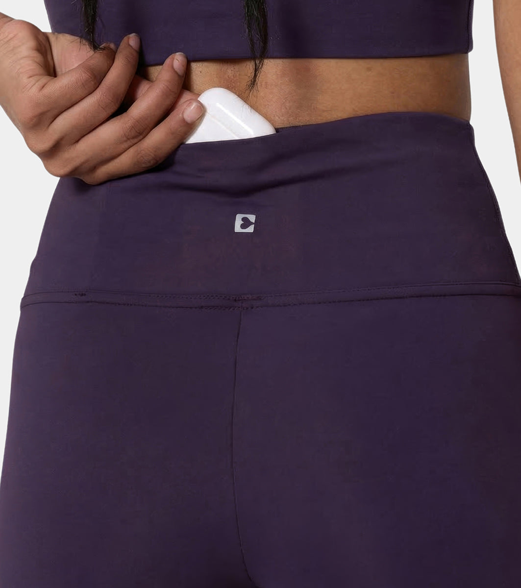 Enamor Fav Flare Pants – Butter-soft dry-fit, high-rise support & sleek flared style -A407 (Purple Velvet)