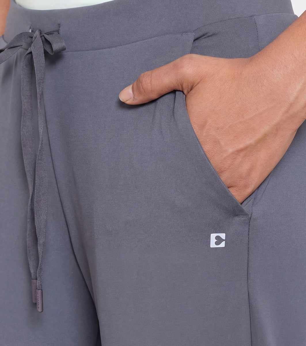 Enamor Mid Rise 7/8th length Drawstring Closure Travel Pants For Women - Relaxed Fit, Quick Dry, Antimicrobial - E068 (Turbulence)
