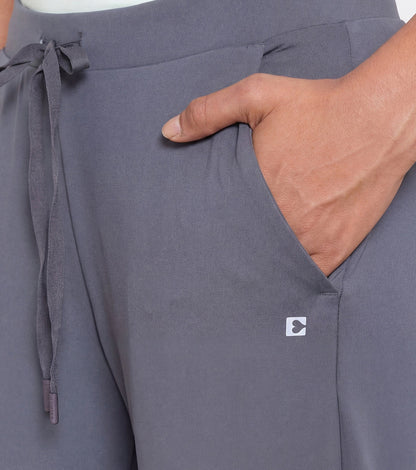 Enamor Mid Rise 7/8th length Drawstring Closure Travel Pants For Women - Relaxed Fit, Quick Dry, Antimicrobial - E068 (Turbulence)