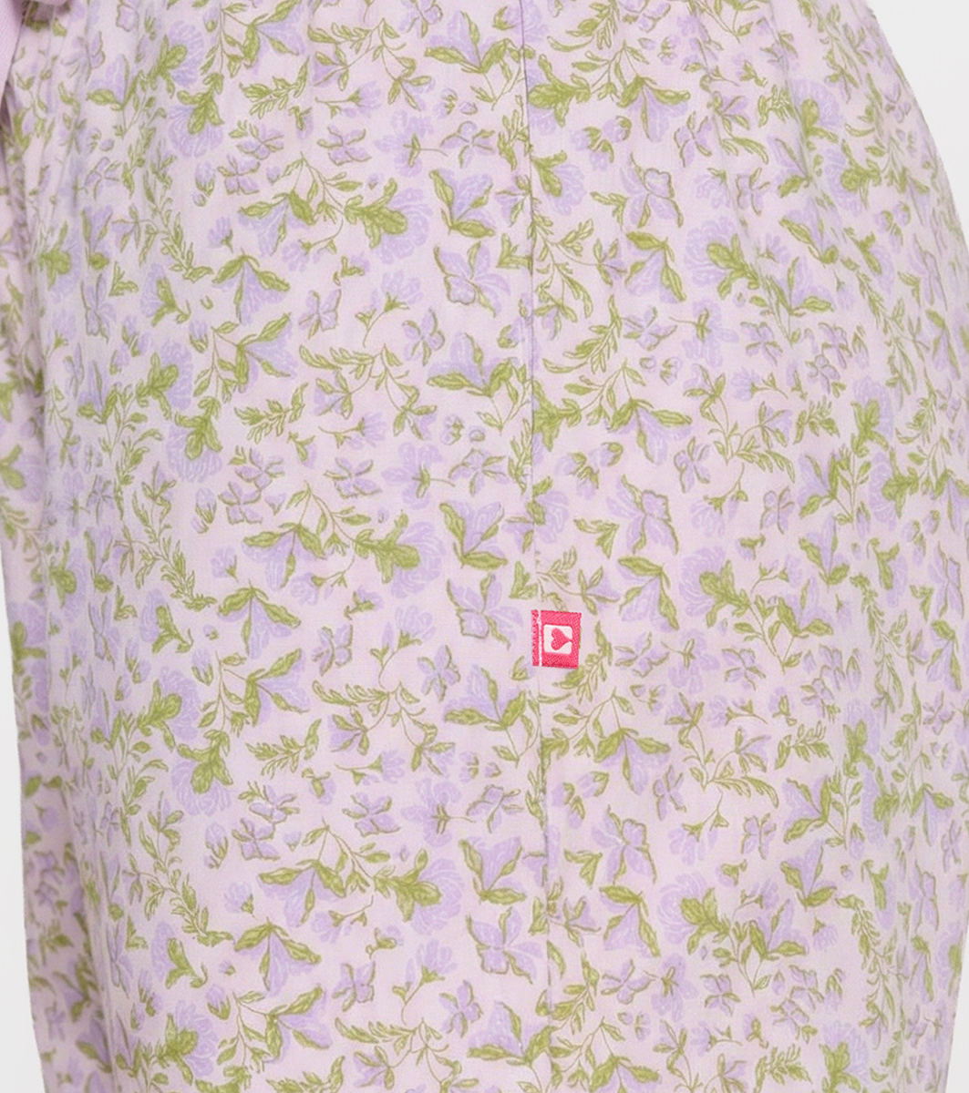 Enamor Mid Rise Full Length Adjustable drawstring Hangout Pant For Women - Relaxed Fit, Combed Cotton - E4A5 (Tropical Print)
