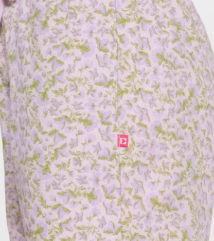 Enamor Mid Rise Full Length Adjustable drawstring Hangout Pant For Women - Relaxed Fit, Combed Cotton - E4A5 (Tropical Print)