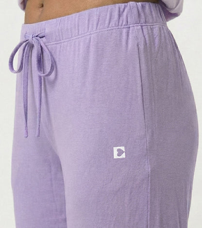 Enamor Mid Rise 7/8th length Drawstring Closure Shop In Pants for Women - Relaxed Fit, Soft & drapey 4-way stretch - E048 (Purple Haze)