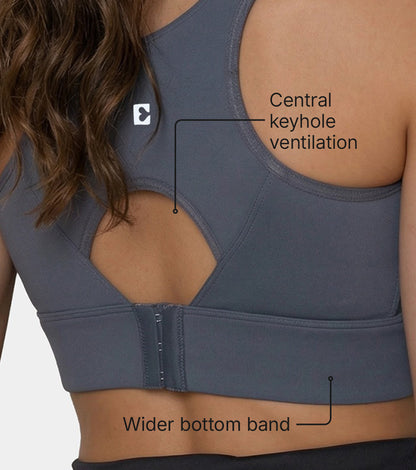 Enamor Crew Neck Sleeveless Crop length Sports Bra For Women - Hook & Eye Closure, Hugged Fit - A205 (Turbulence)