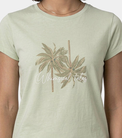 Enamor Short Sleeve Crew Neck Regular Length Basic Crew T-Shirt - Slim Fit, Soft and Breathable Stretch Cotton - E147 (Lint)