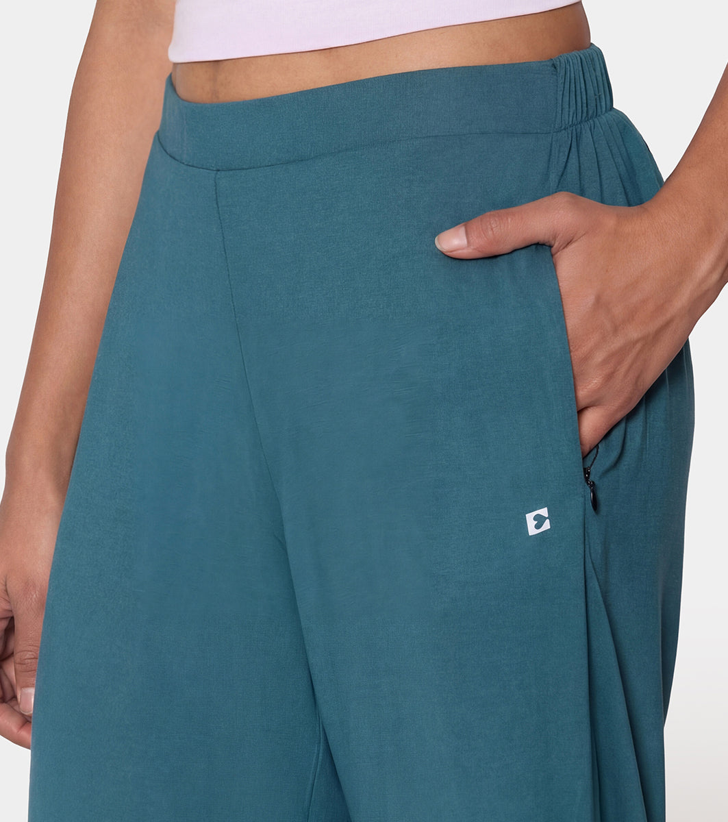 Enamor Mid Rise Crop length Slip on Shop In Culotte For Women - Relaxed Fit, Super Soft - E064 (Mediterranea)