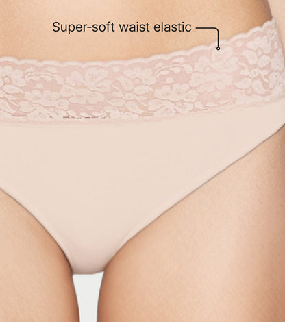 Enamor Drip Trim Lace Bikini for Women Low Waist, Lace at Waist - SMP03 (Pale Skin)