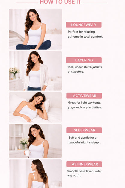 Breeze Women’s Cotton Adjustable Strap Camisole | Soft Breathable Sleeveless Innerwear | Short Length Cami Top for Daily Wear & Layering