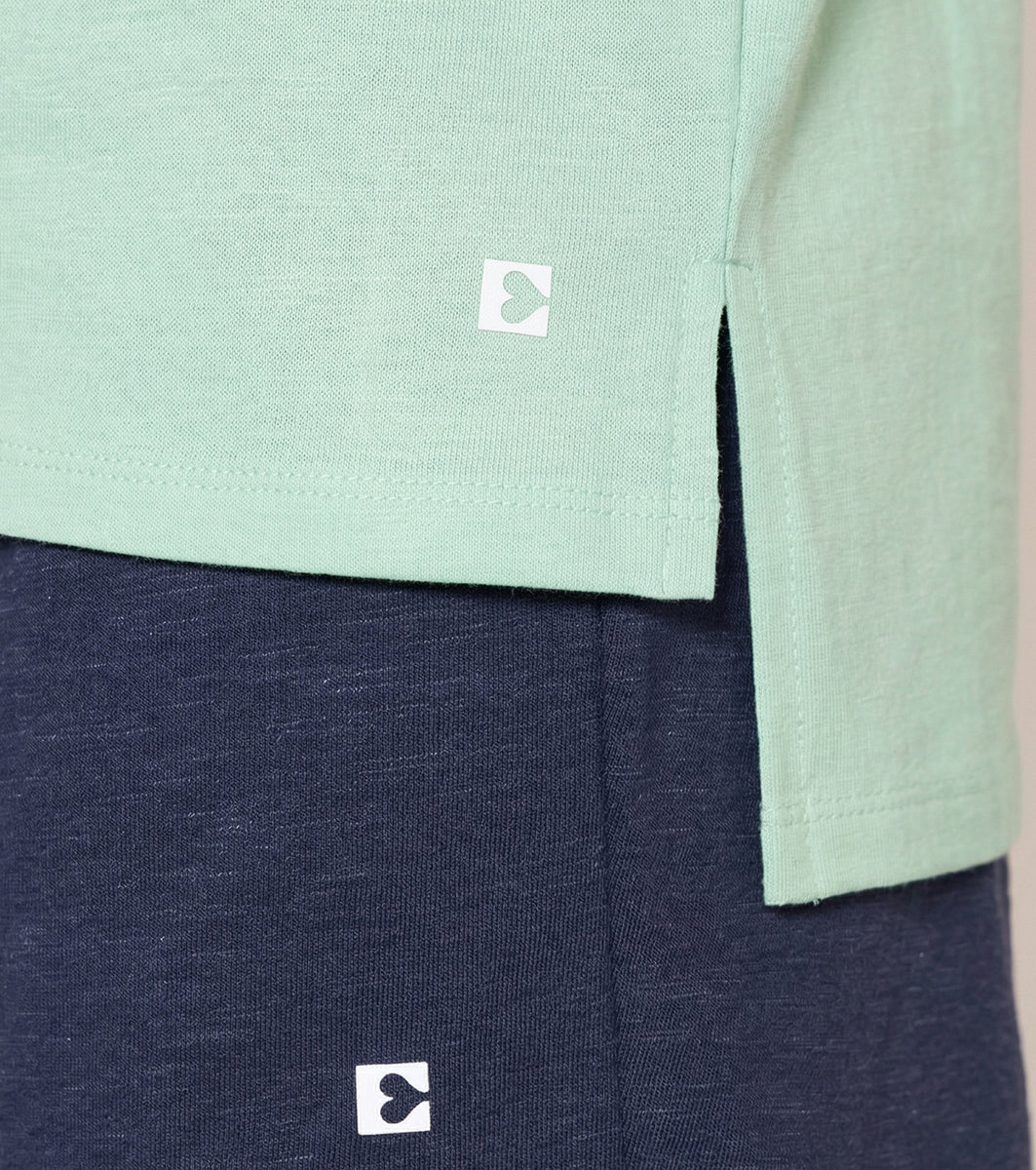 Enamor Pull on Sleeveless Crew Neck Regular Length Cotton T-Shirt For Women with Embroidery Details, Relaxed Fit - E3G7 (Lint)