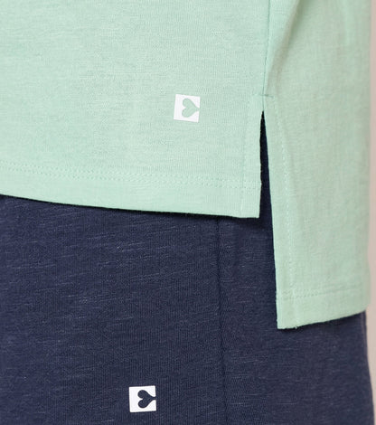 Enamor Pull on Sleeveless Crew Neck Regular Length Cotton T-Shirt For Women with Embroidery Details, Relaxed Fit - E3G7 (Lint)