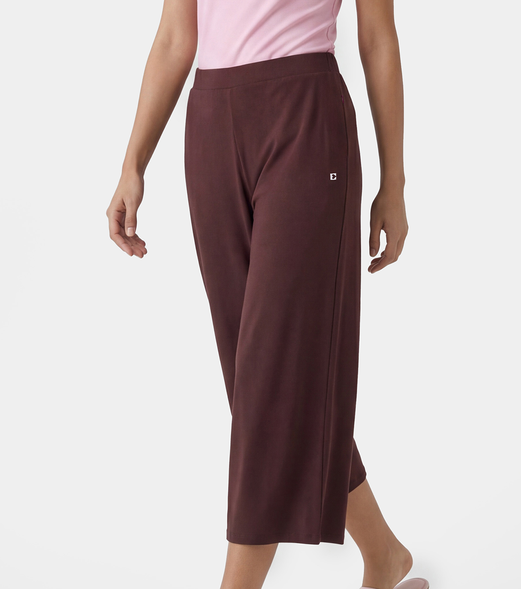 Enamor Mid Rise Crop length Slip on Shop In Culotte For Women - Relaxed Fit, Super Soft - E064 (Choco Fudge)