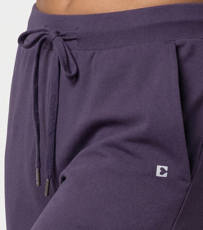 Enamor Mid Rise 7/8th length Drawstring Closure Travel Pants For Women - Relaxed Fit, Quick Dry, Antimicrobial - E068 (Purple Velvet)