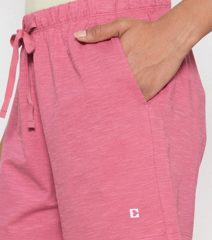 Enamor Drawstring Mid Thigh Length Mid Rise Basic Shorts - Relaxed Fit, Super Soft Cotton - E062 (Malaga)