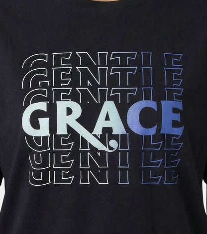 Enamor Active Graphic Tee – breathable, sweat-wicking all-day comfort - A321 (Black/Gentle Grace Graphic)