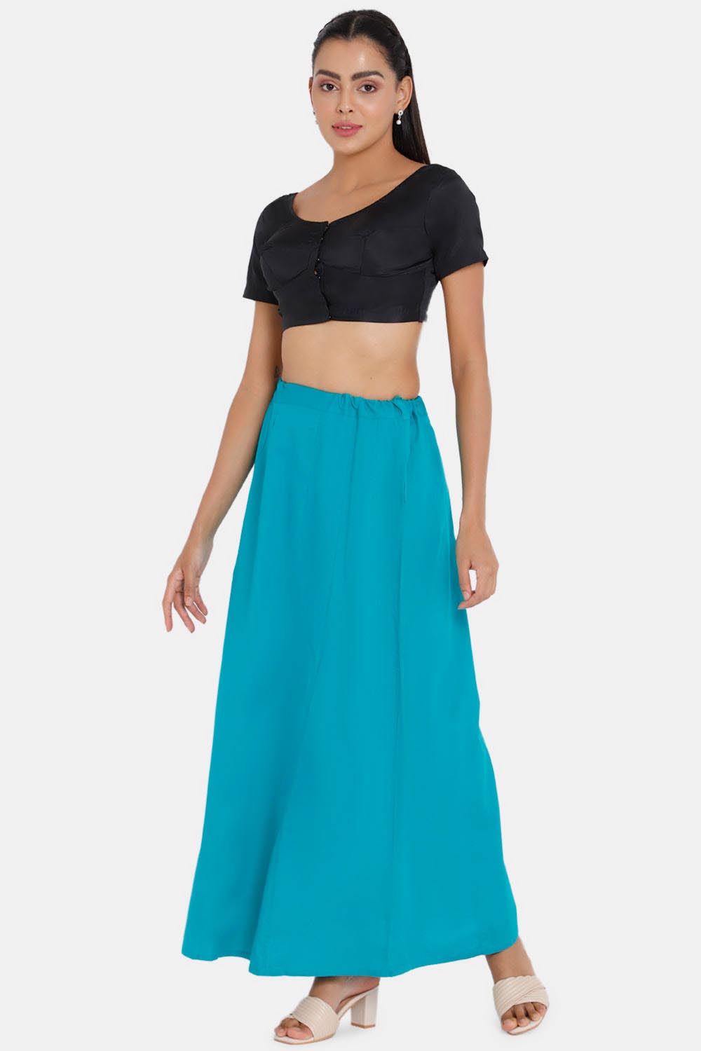 Premium 100% Cotton Saree Inskirt in Popular Colors | Naidu 6-Part Saree Hall Petticoat HC36 | Teals