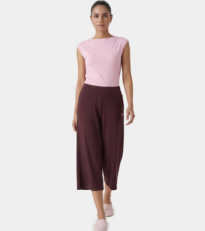 Enamor Mid Rise Crop length Slip on Shop In Culotte For Women - Relaxed Fit, Super Soft - E064 (Choco Fudge)