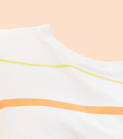 Enamor E3S5 High Low Tee Stripe - Short Sleeve Crew Neck Stretch Cotton Tee with Stylish Stripes