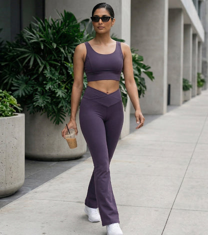Enamor Yoga Flare Pants, High Rise, Flare Leg - A409 (Purple Velvet)