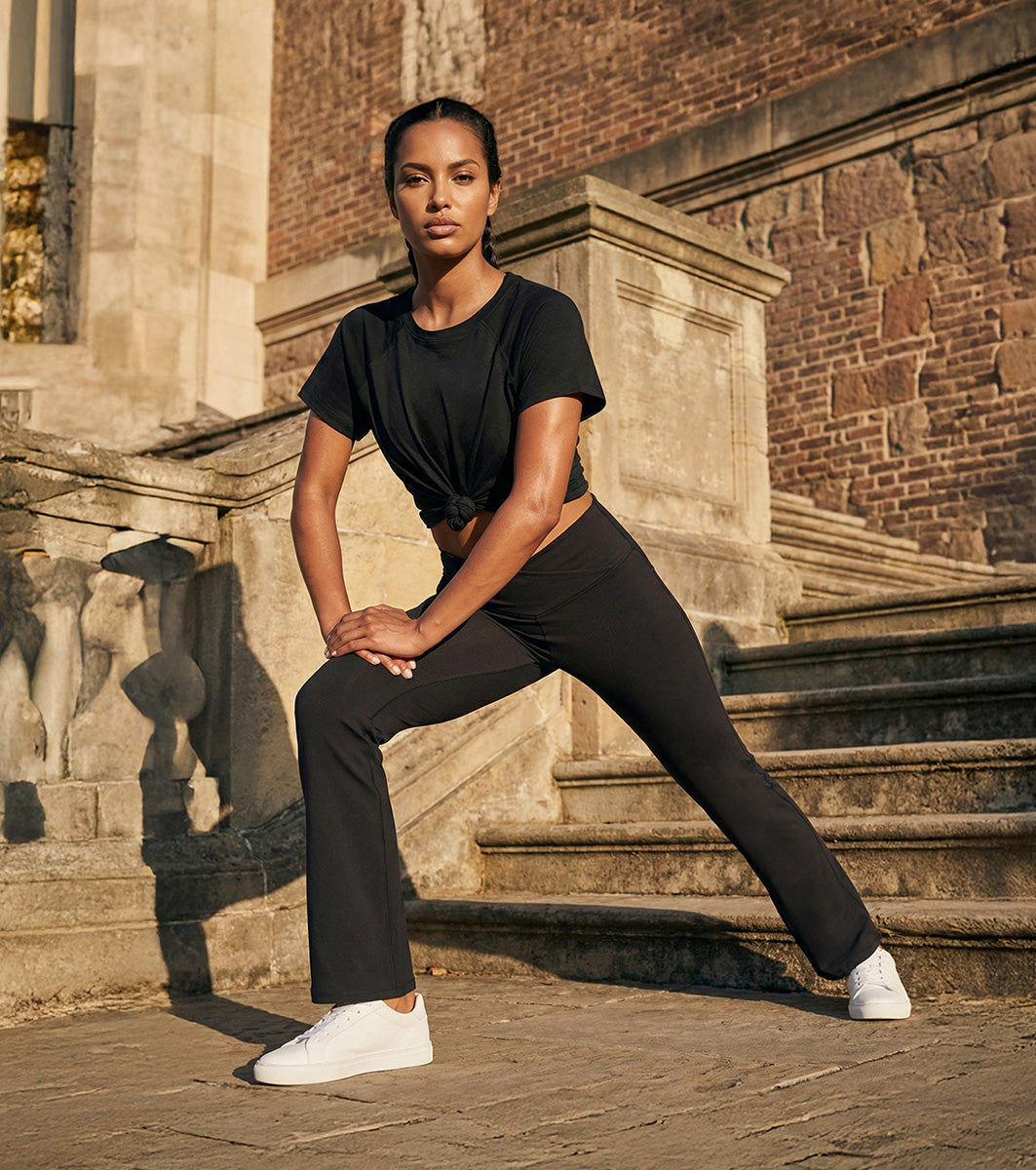 Enamor Yoga Flare Pants, High Rise, Flare Leg - A409 (Jet Black)