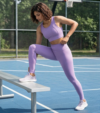 Enamor Crew Neck Sleeveless Crop length Sports Bra For Women - Hook & Eye Closure, Hugged Fit - A205 (Purple Haze)
