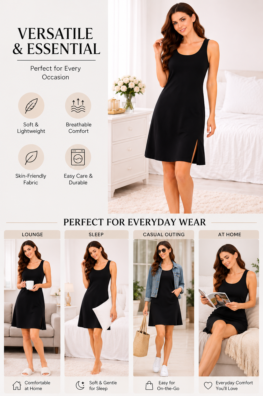 Diana Women’s Long Length Broad Strap Camisole | Soft Breathable Sleeveless Innerwear | Long Cami Top for Daily Wear & Layering