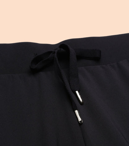 Enamor Mid Rise 7/8th length Drawstring Closure Travel Pants For Women - Relaxed Fit, Quick Dry, Antimicrobial - E068 (Jet Black)