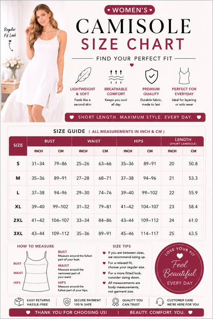 Sweety Women’s Long Length Thin Strap Camisole | Soft Breathable Sleeveless Innerwear | Long Cami Top for Daily Wear & Layering