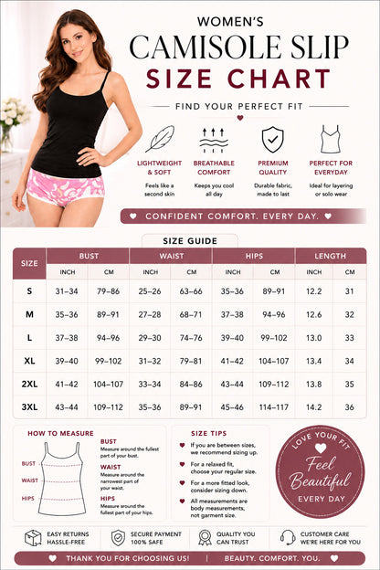 Breeze Women’s Cotton Adjustable Strap Camisole | Soft Breathable Sleeveless Innerwear | Short Length Cami Top for Daily Wear & Layering
