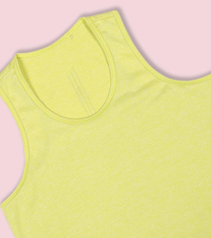Enamor Sleeveless Round Neck Regular Length Tank T-Shirt - Slim Fit, Quick Dry, Antimicrobial - A308 (Cyber Lime Mel)