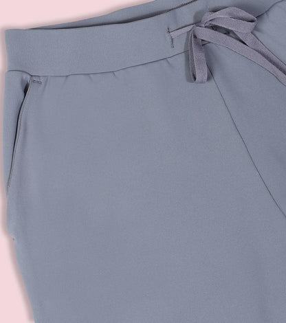 Enamor Mid Rise 7/8th length Drawstring Closure Travel Pants For Women - Relaxed Fit, Quick Dry, Antimicrobial - E068 (Cloud Grey)