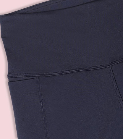 Enamor Knee length High Rise Elasticated Waist Skinny Tights with Pockets For Women - Hugged Fit - A703 (Navy)
