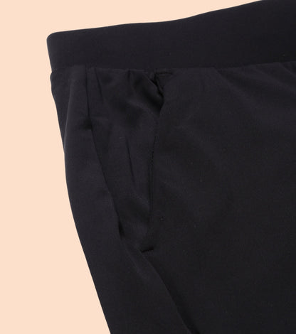 Enamor Mid Rise 7/8th length Drawstring Closure Travel Pants For Women - Relaxed Fit, Quick Dry, Antimicrobial - E068 (Jet Black)