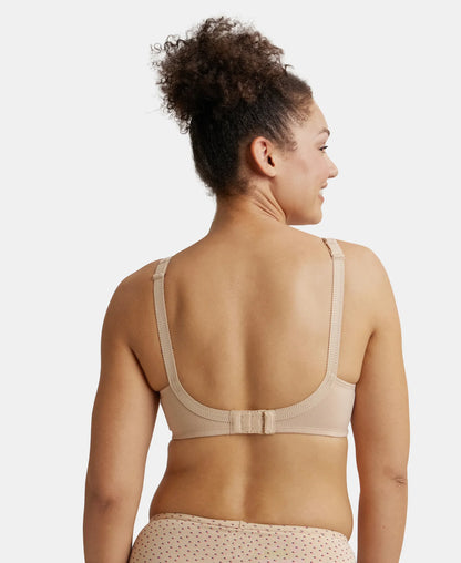 Wirefree Non Padded Super Combed Cotton Elastane Stretch Full Coverage Plus Size Bra with Side Panel Support - Light Skin
