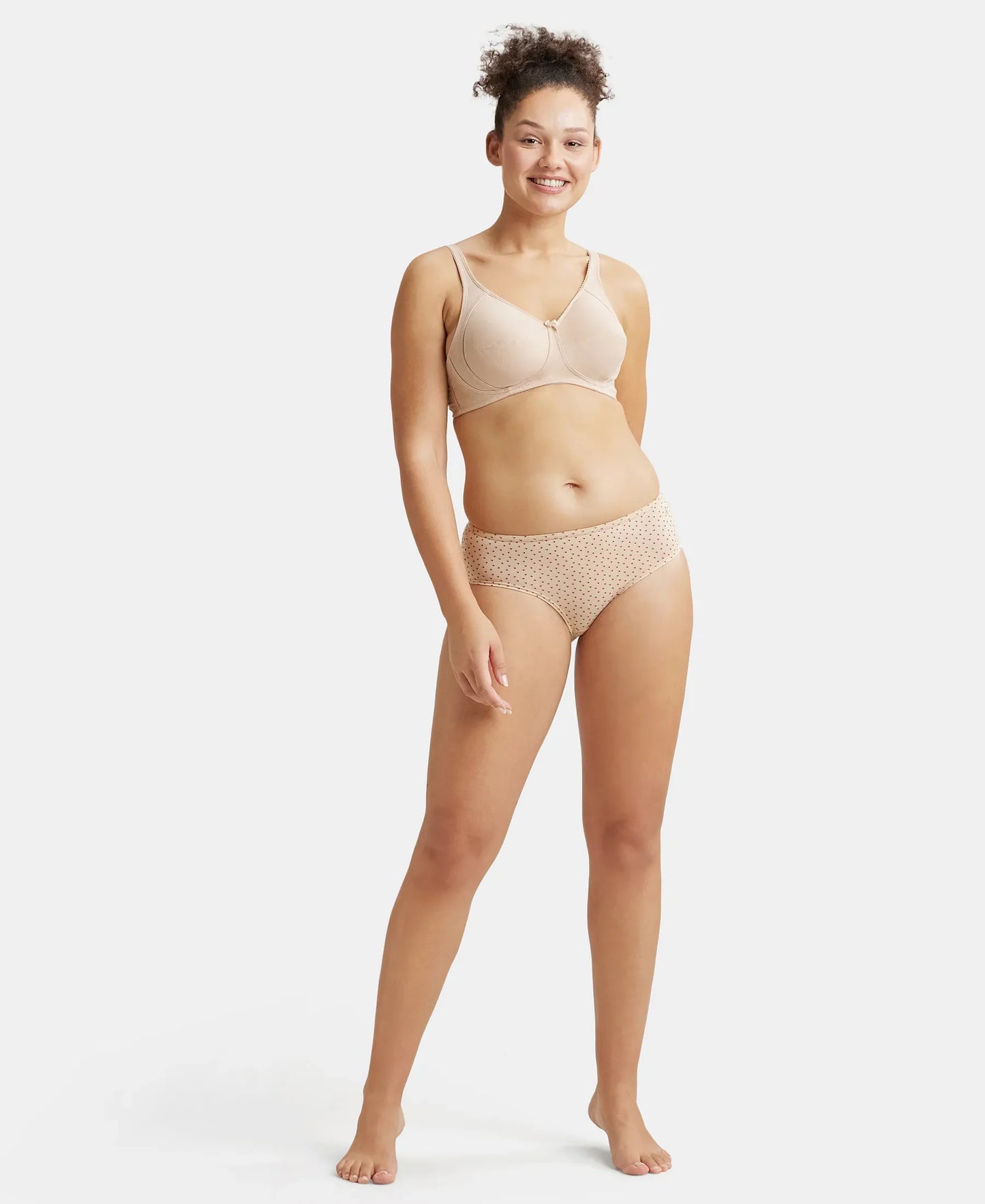 Wirefree Non Padded Super Combed Cotton Elastane Stretch Full Coverage Plus Size Bra with Side Panel Support - Light Skin