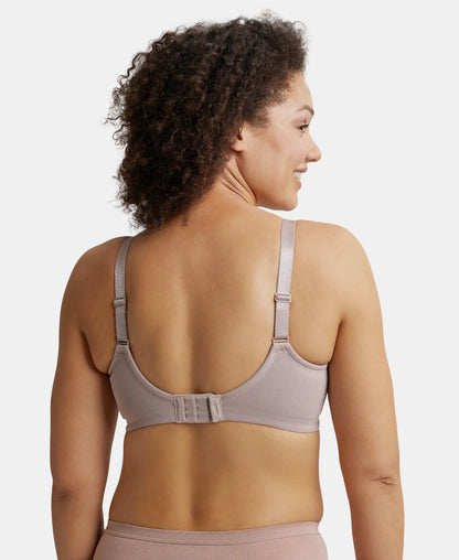 Wirefree Non Padded Super Combed Cotton Elastane Stretch Full Coverage Minimizer Bra - Mocha